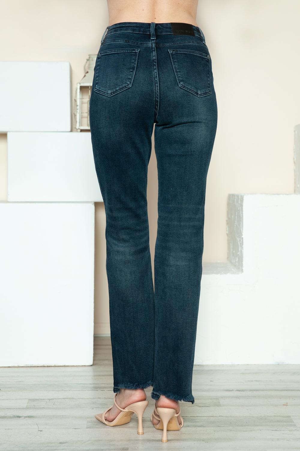 Meaghan Mid-Rise Button Fly Hem Destroy Straight Judy Blue Jeans - ONLINE EXCLUSIVE! Product Image