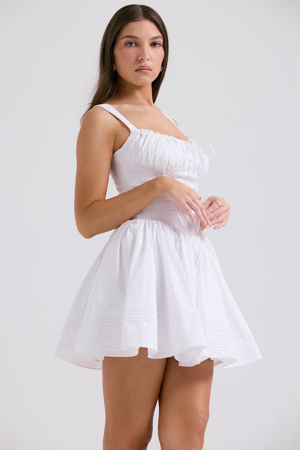 Natassia  white cotton mini dress Product Image