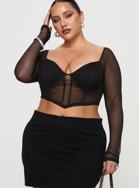 Karley Low Waist Mini Skirt Black Curve Product Image