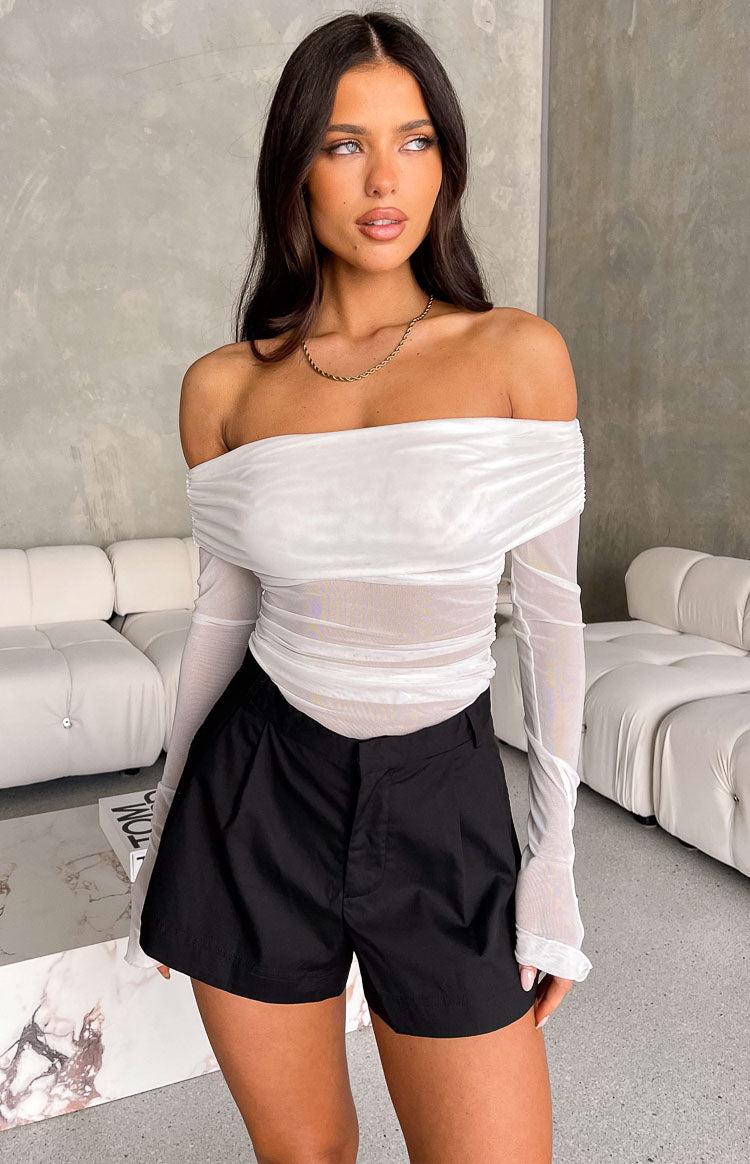 Flora Black Tailored Shorts Product Image