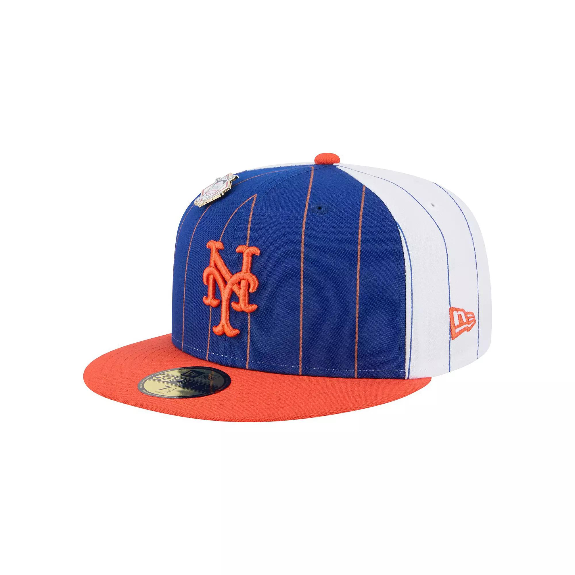 Men's New Era  Blue New York Mets Pinstripe 59FIFTY Fitted Hat, Size: 7 3/4 Product Image