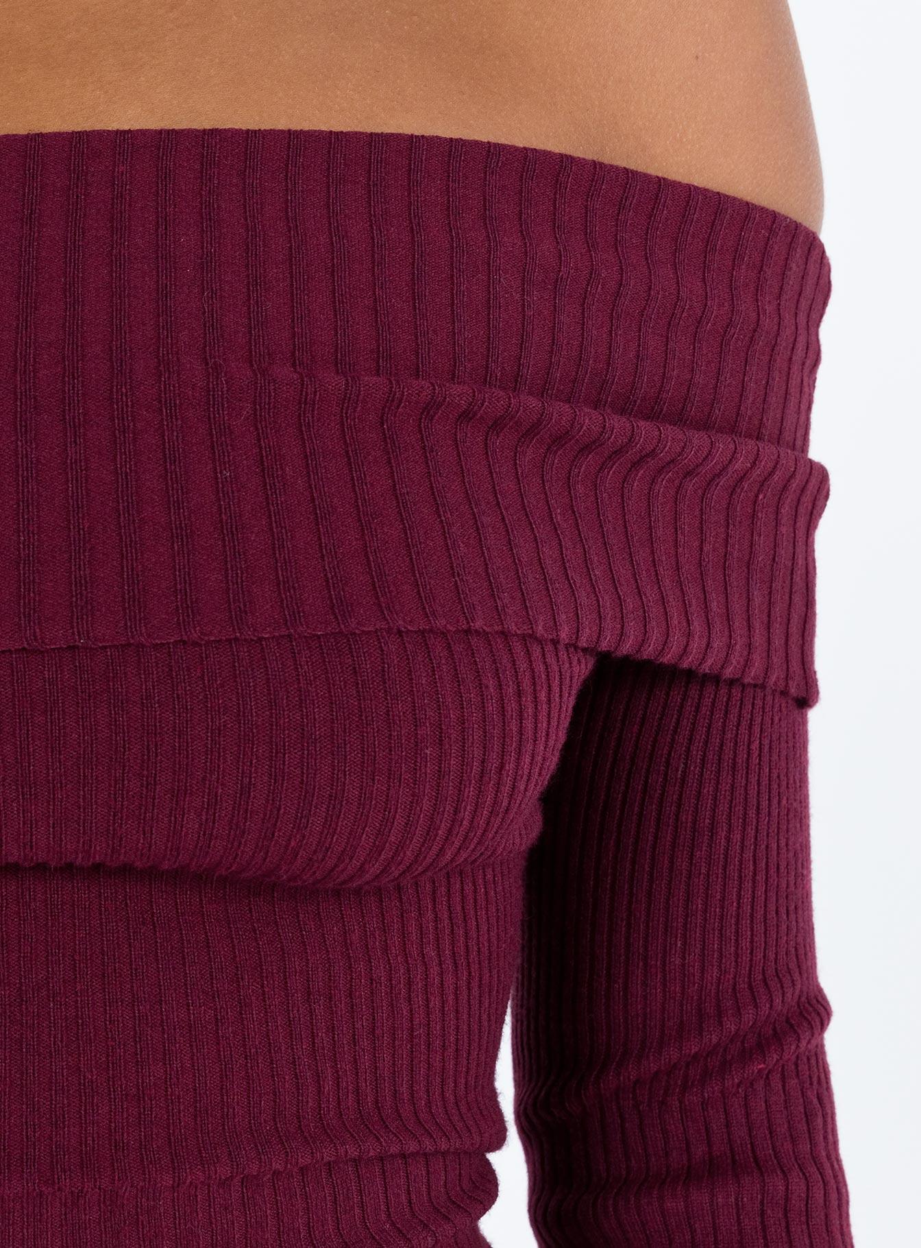 Morley Off Shoulder Sweater Burgundy Product Image