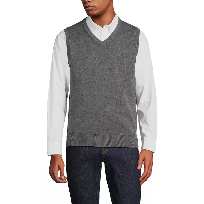 Men's Lands' End Fine Gauge Cotton Sweater Vest,  Product Image