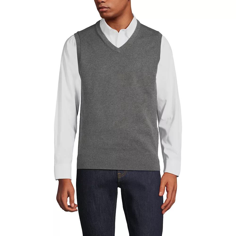 Men's Lands' End Fine Gauge Cotton Sweater Vest,  Product Image