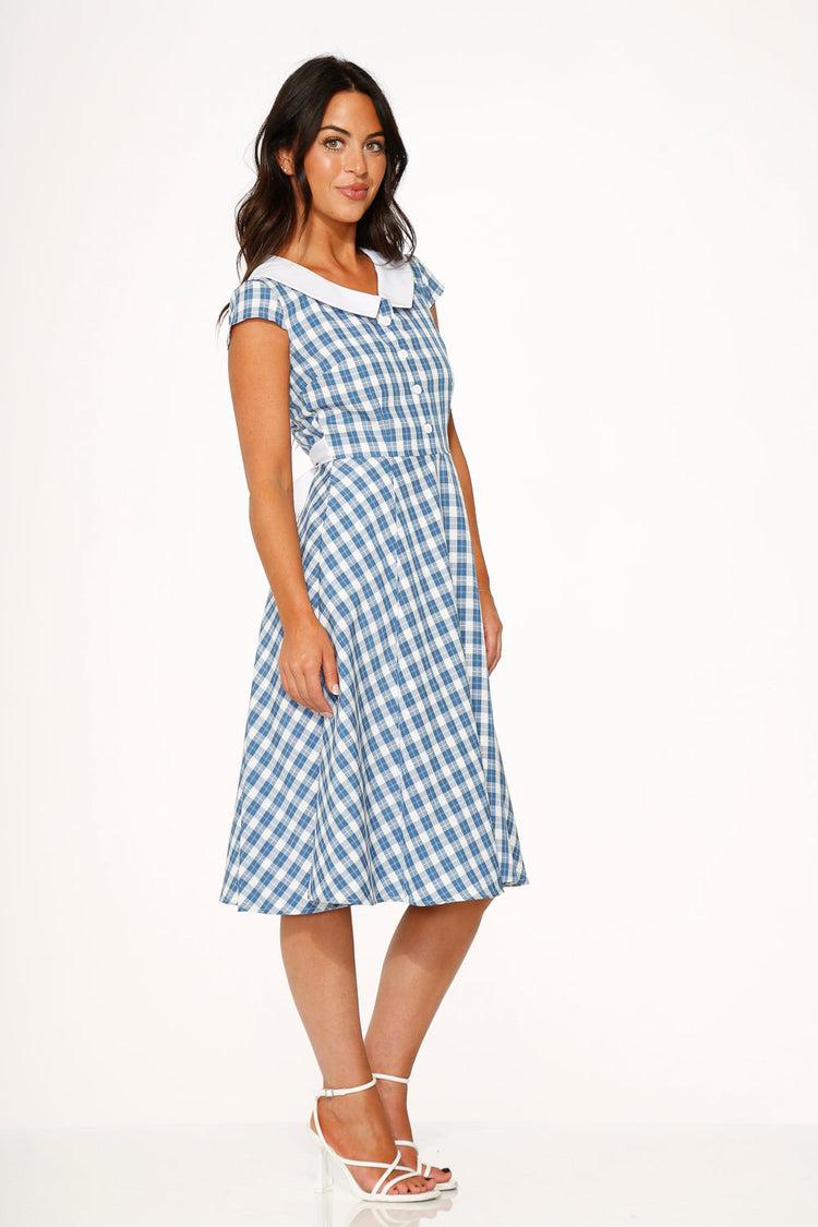 Blue Checker Swing Dress Product Image