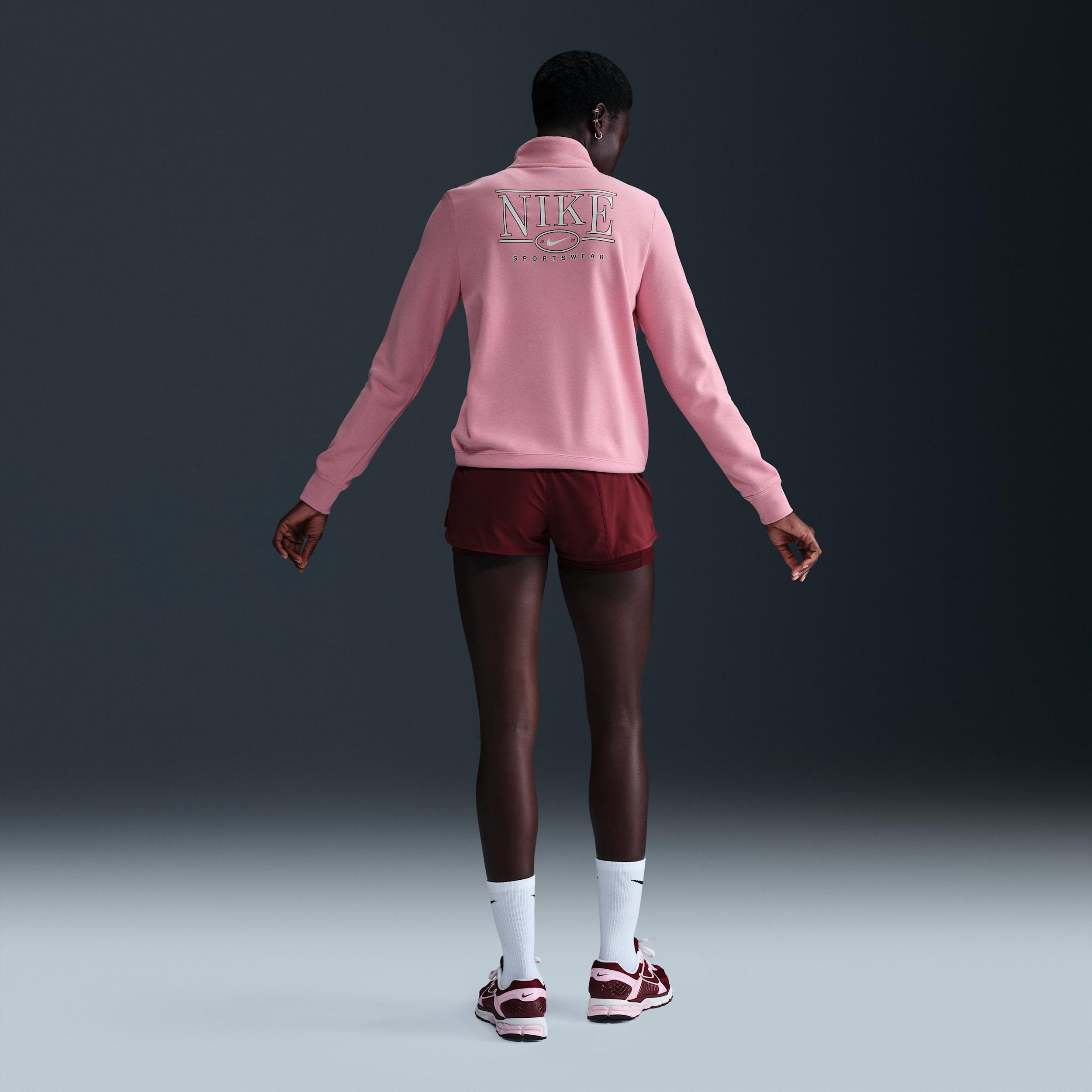 Womens Nike Sportswear Club Fleece Mock-Neck 1/2-Zip Graphic Top | HJ0985-010 Product Image