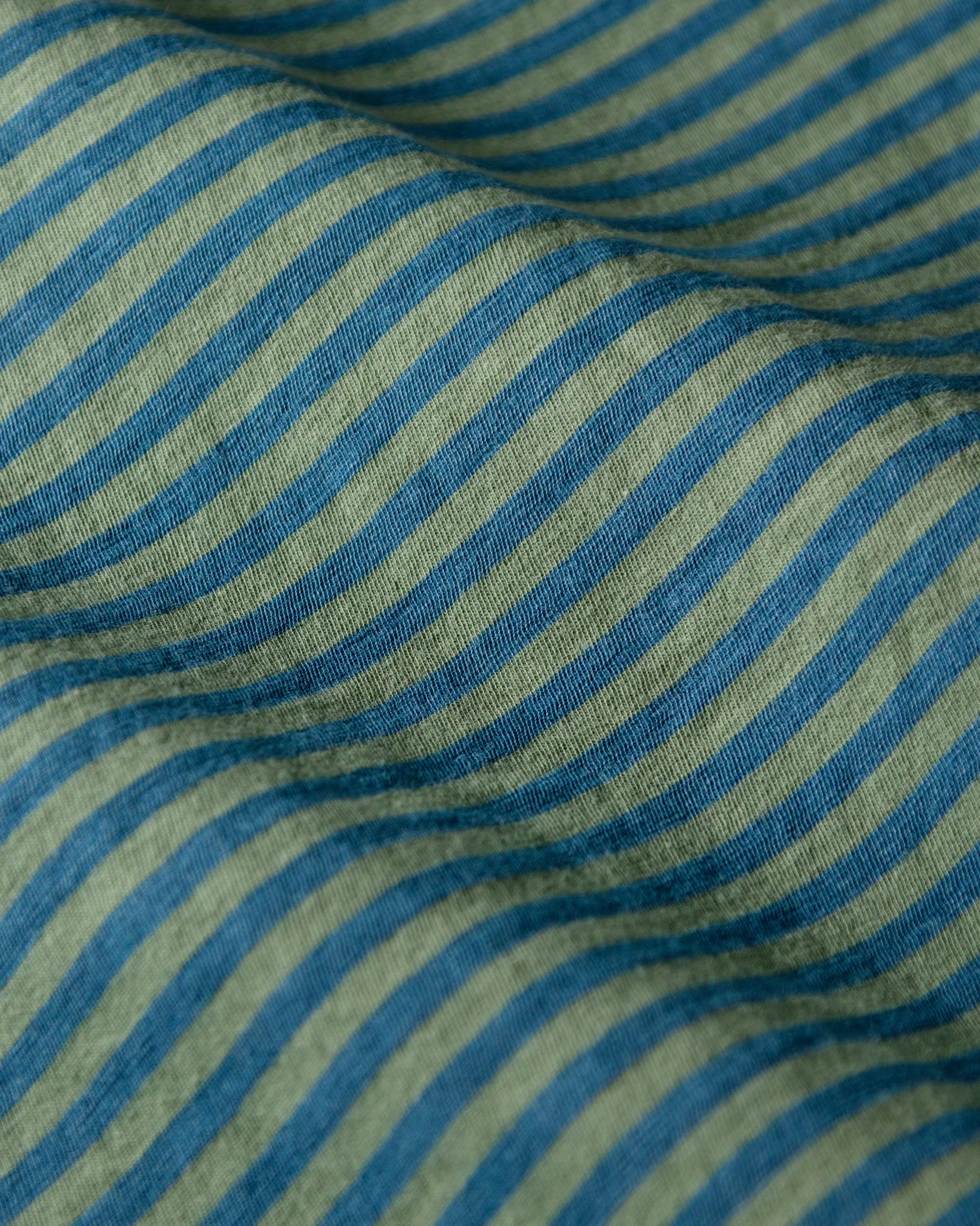 Long Sleeve Indigo Polo in Faded Spruce/Navy Even Stripe Product Image