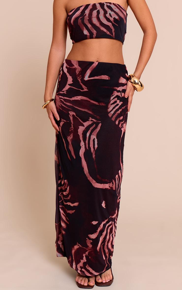 Brown Zebra Print Maxi Skirt Product Image