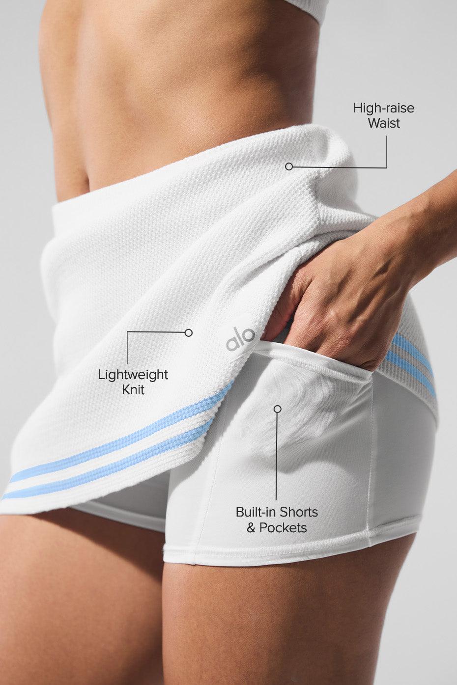 Tennis Club Sweater Knit Skirt - White/Seashell Blue Product Image