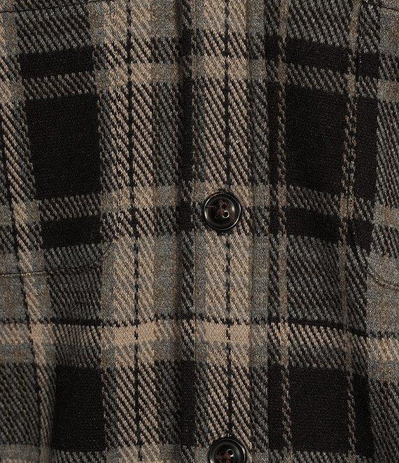 Roundtree & Yorke Long Sleeve Button Down Collar Medium Plaid Knit Button Front Shirt Product Image