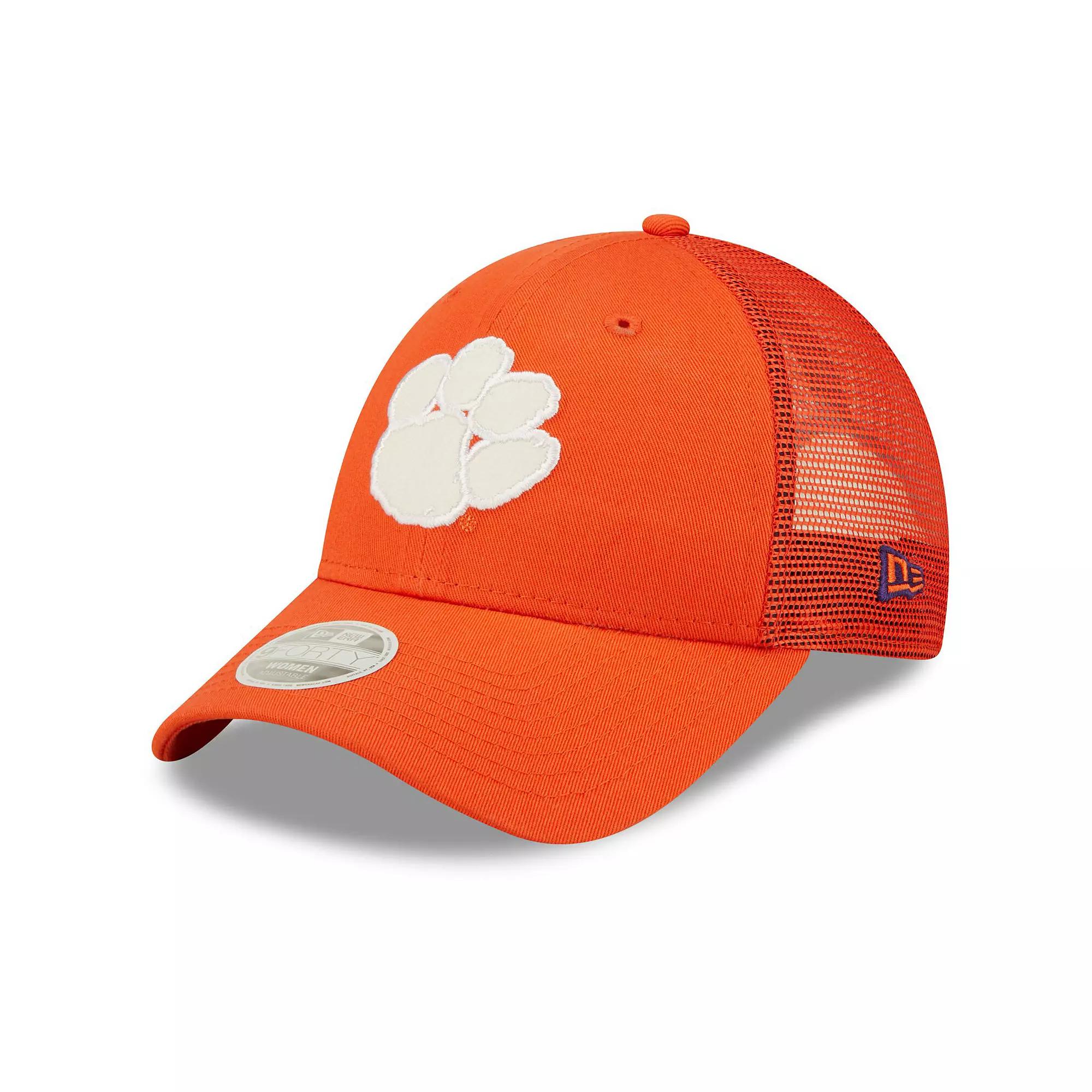 Women's New Era Orange Clemson Tigers 9FORTY Logo Spark Trucker Snapback Hat Product Image