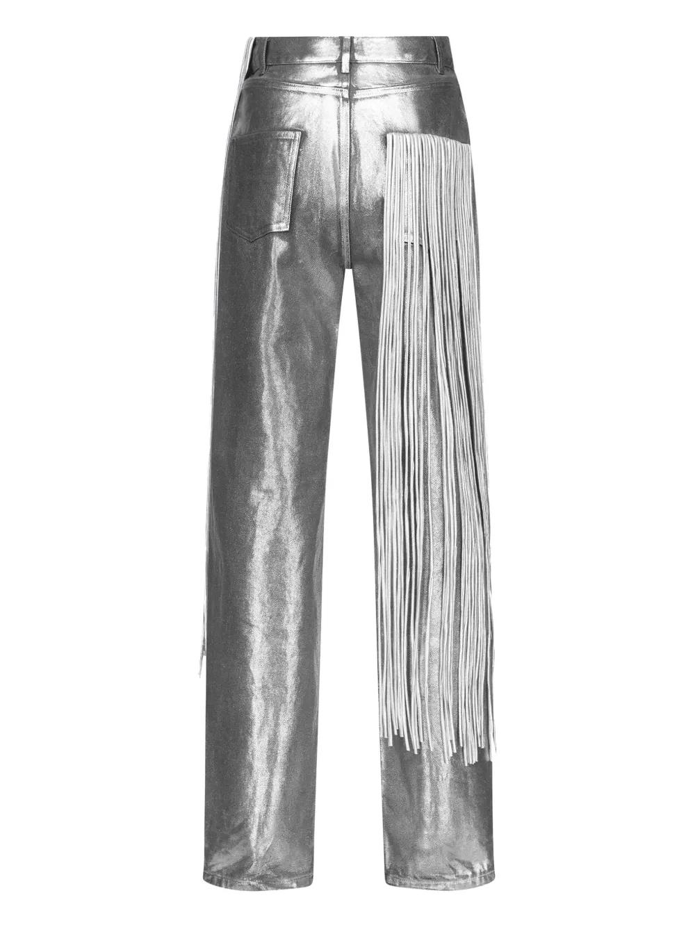 metallic fringed straight-leg jeans Product Image