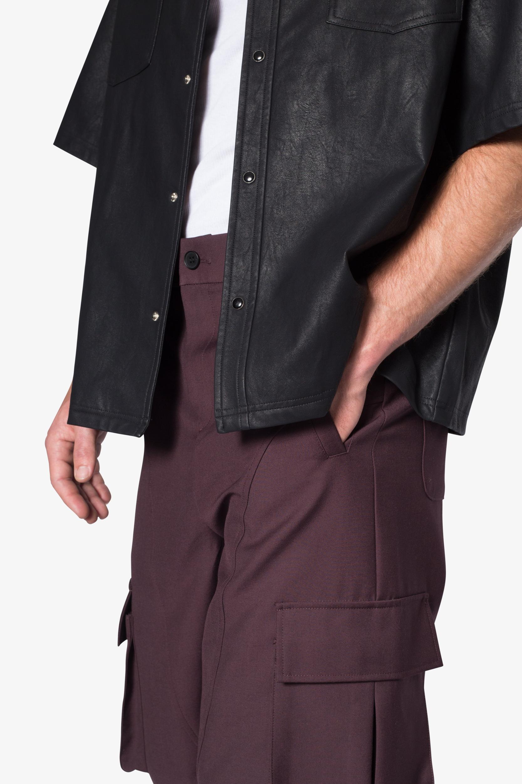Baggy Cargo Trouser Pants - Burgundy Product Image