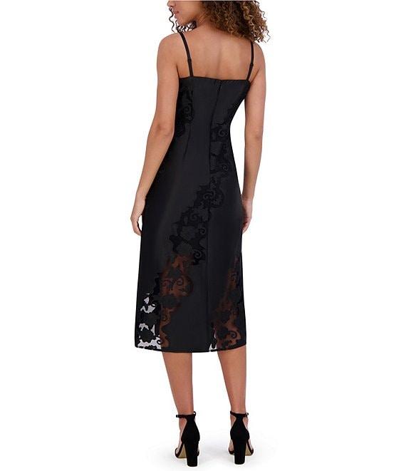SIENA Embroidered Matte Satin Sleeveless A-Line Midi Dress Product Image