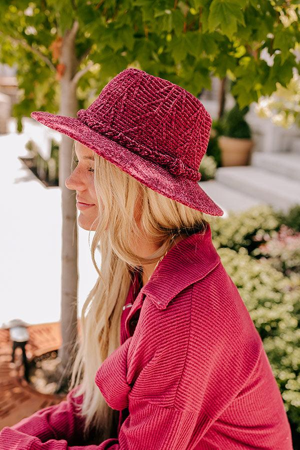 Fall Dreaming Chenille Woven Fedora in Wine Product Image