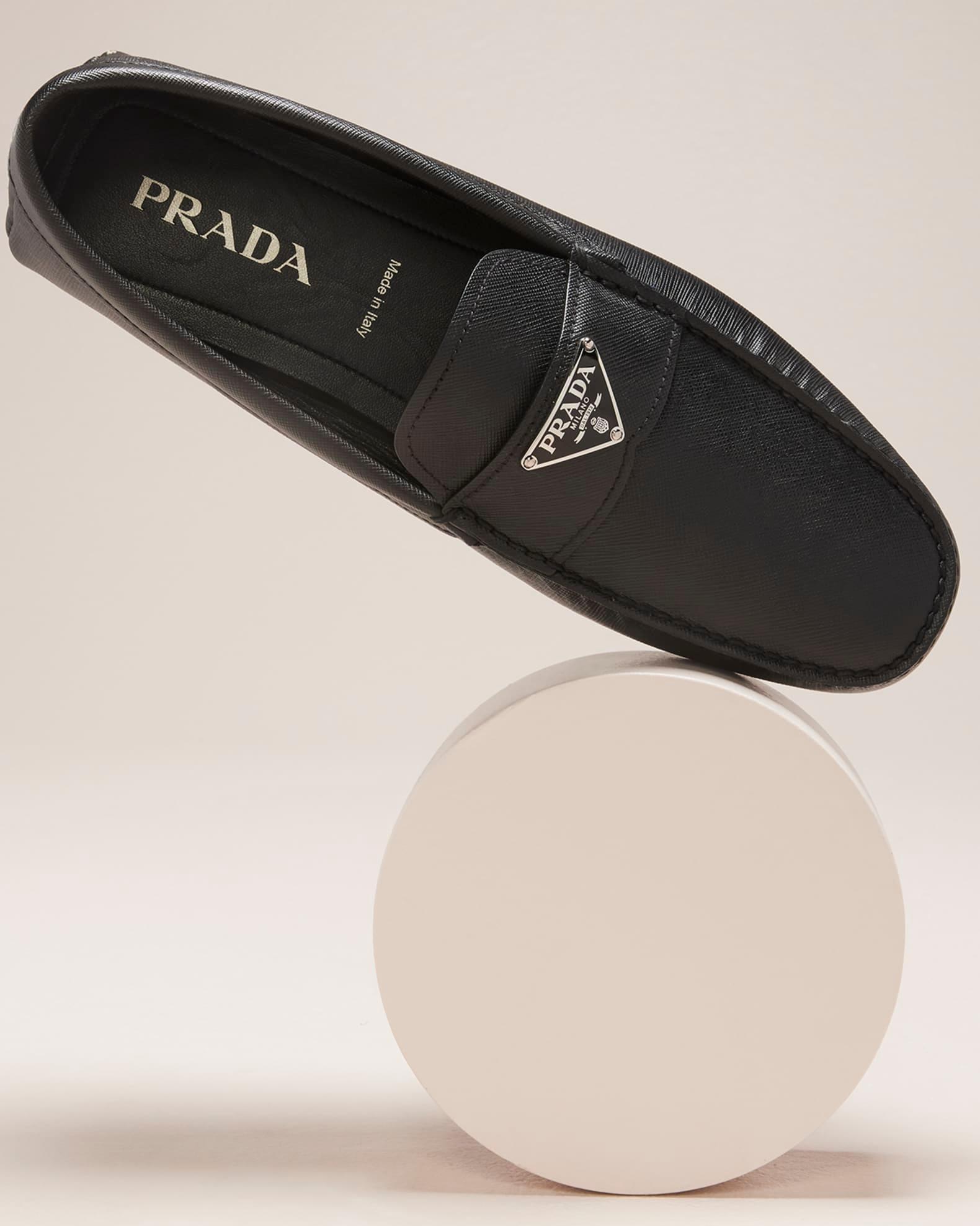 Men's Triangle Logo Leather Drivers Product Image