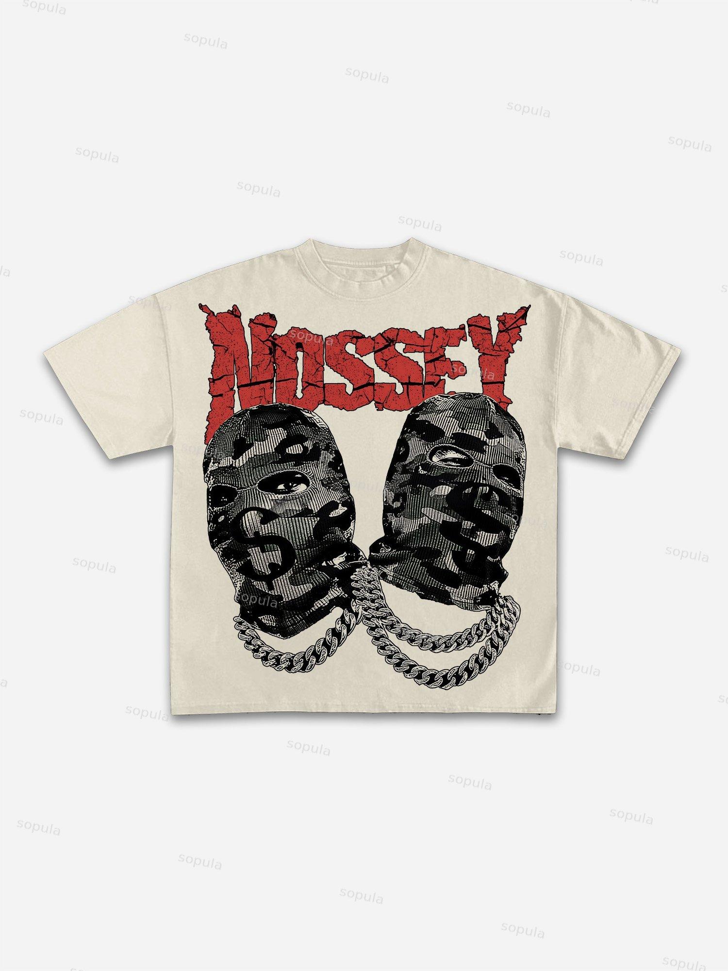 Noissey Camo Double Head Mask Graphic Cotton T-shirt Product Image