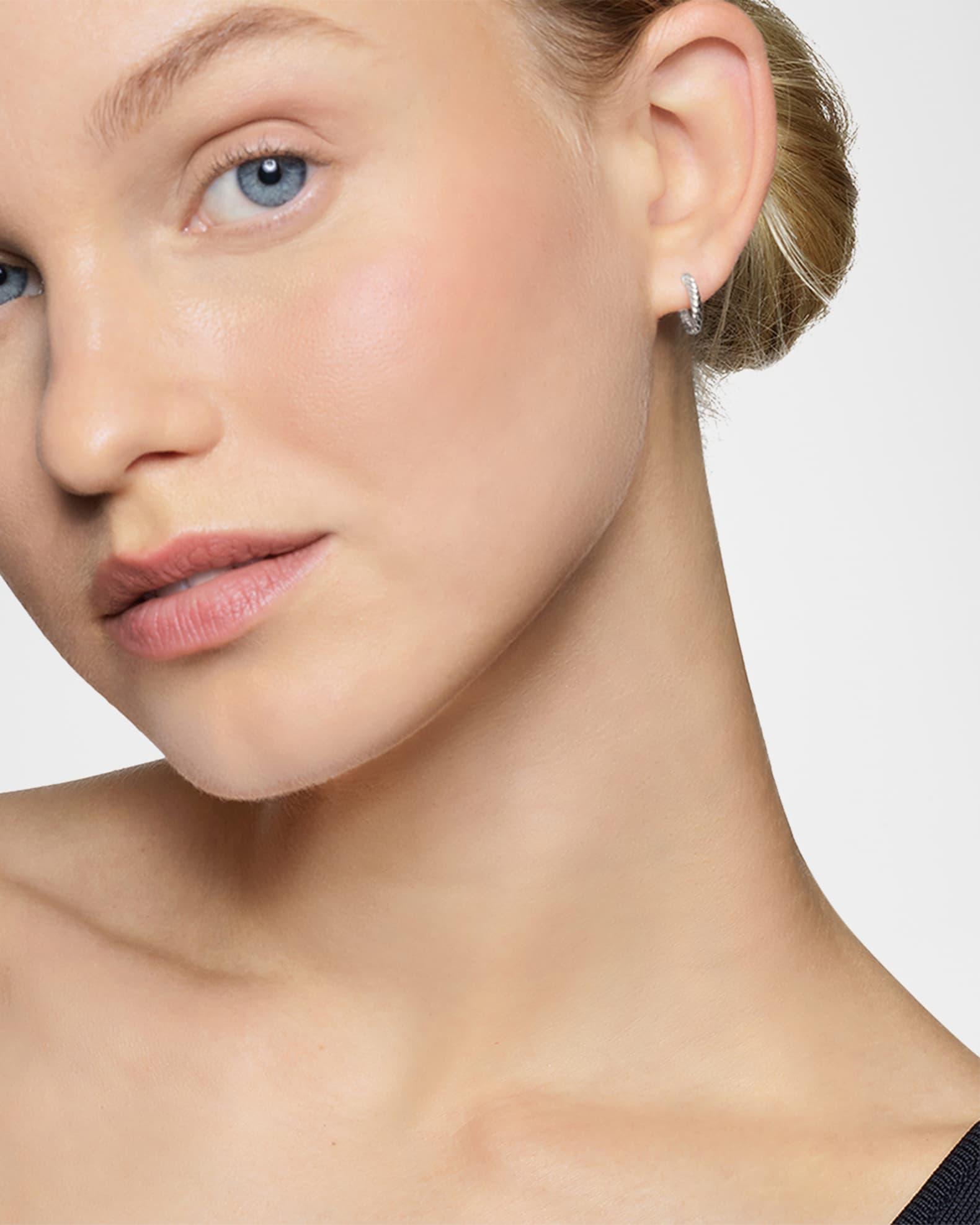 Womens Sculpted Cable Huggie Hoop Earrings In Sterling Silver Product Image