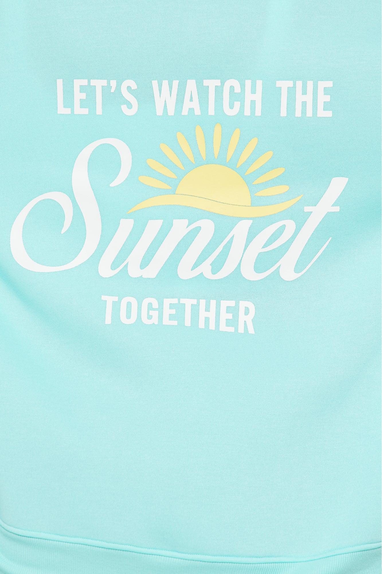 Summer Sunsets Zip Up Hoodie - Turquoise Product Image