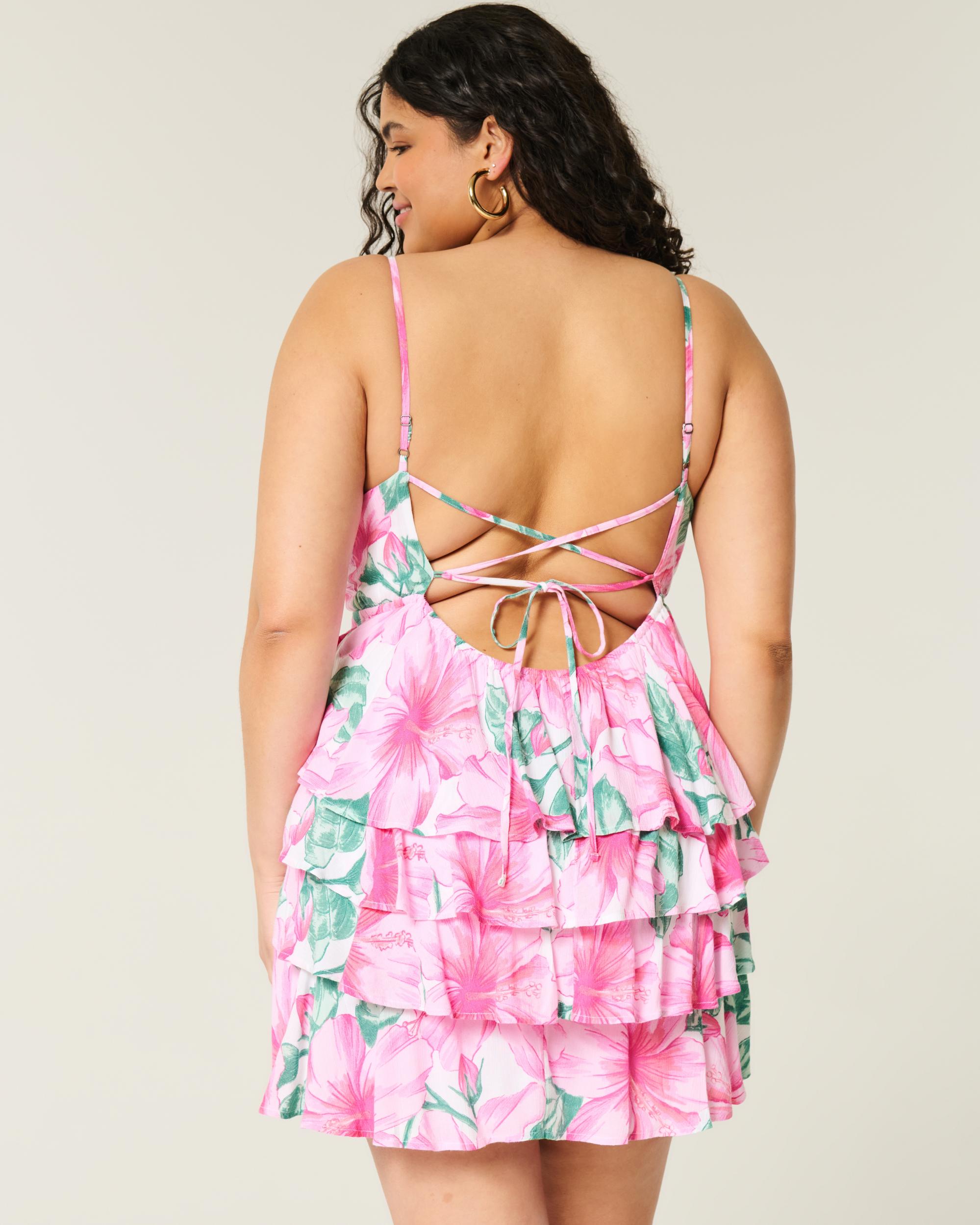 V-Neck Ruffled Tier Babydoll Mini Dress Product Image