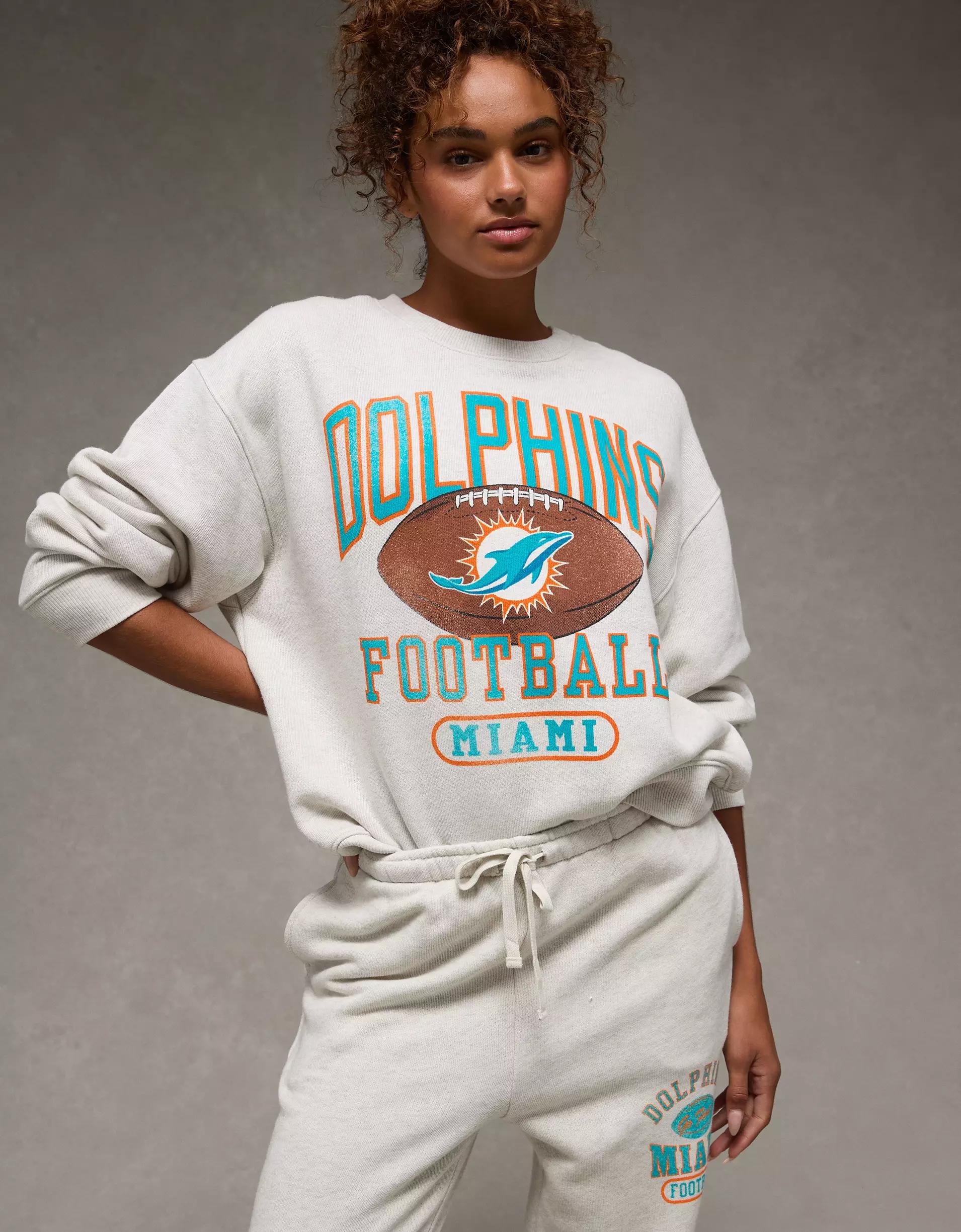 AE NFL Miami Dolphins Graphic Relaxed Fit Sweatshirt Product Image