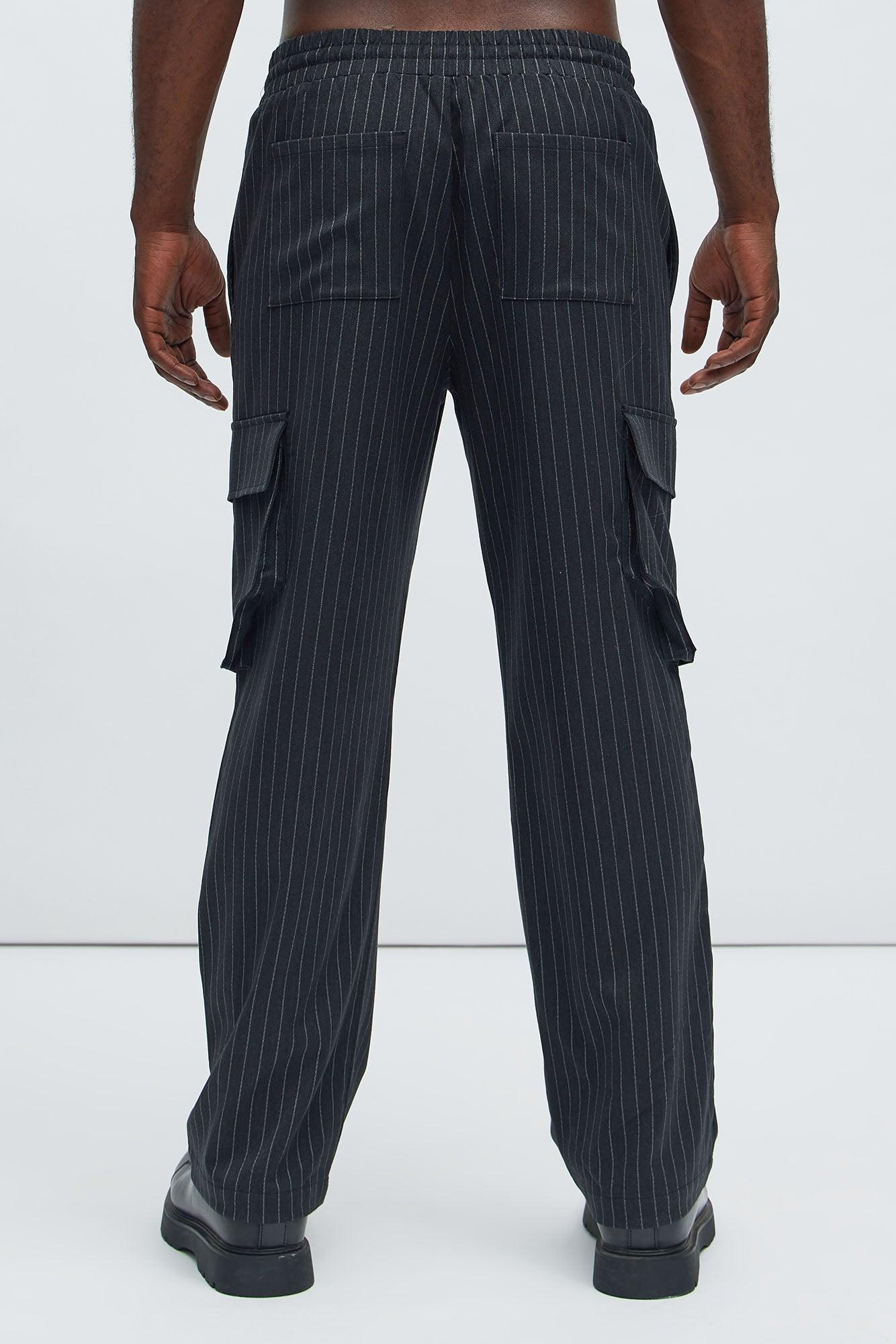 Perth Pinstripes Relaxed Cargo Pants - Black/combo Product Image