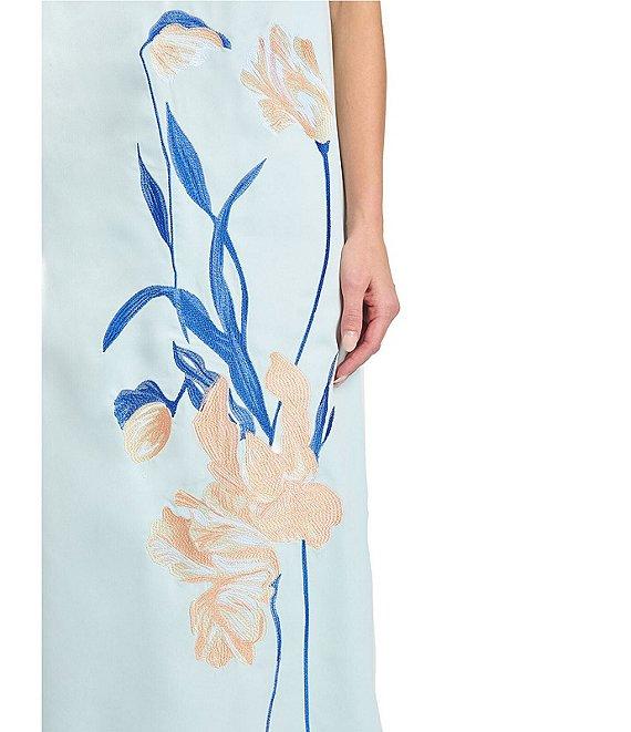 MISOOK Embroidered Crepe Boat Neck Sleeveless Midi Dress Product Image