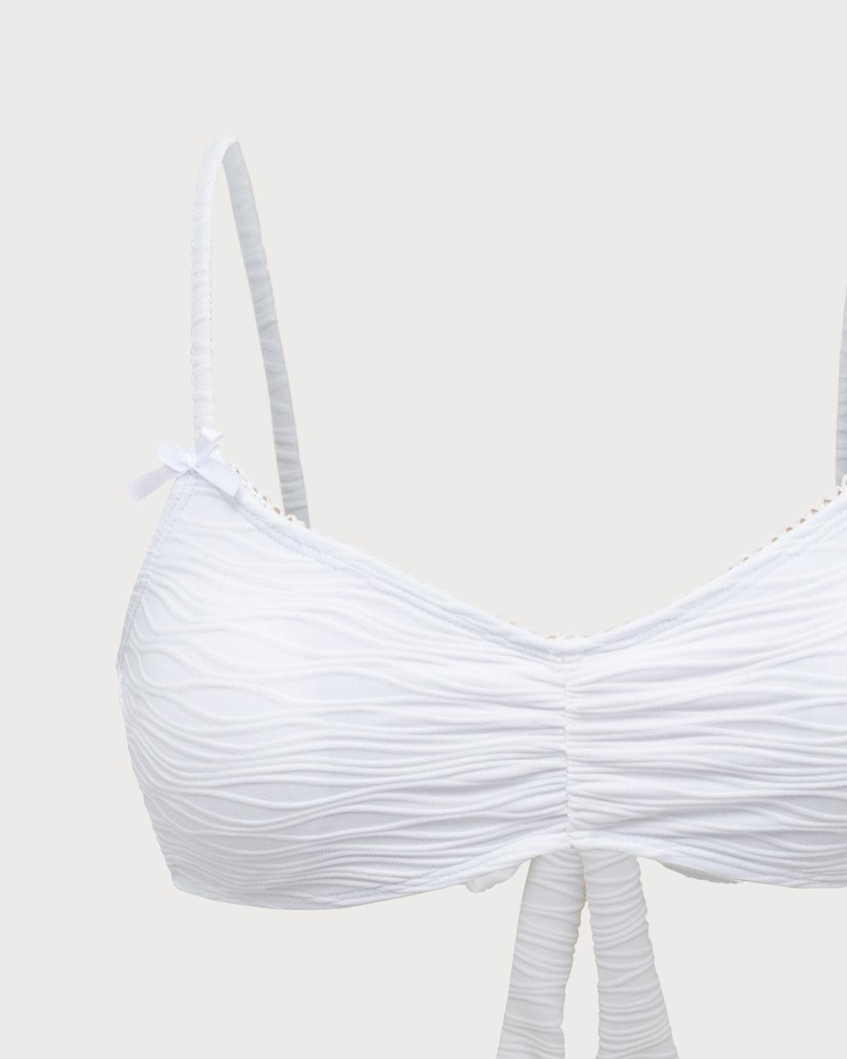 White Knitted Wave Textured Bikini Set Product Image