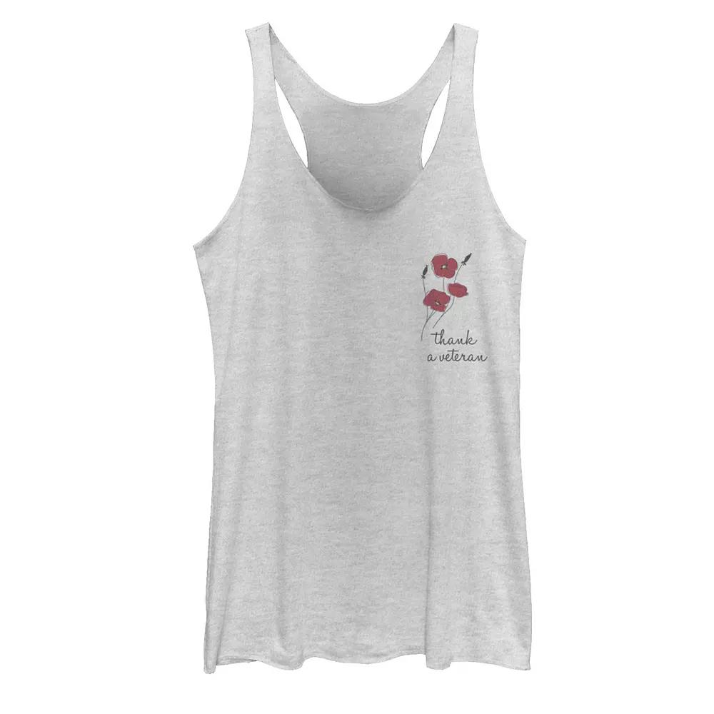 Junior's Thank A Veteran Flower Text Tank Top, Girl's,  Product Image