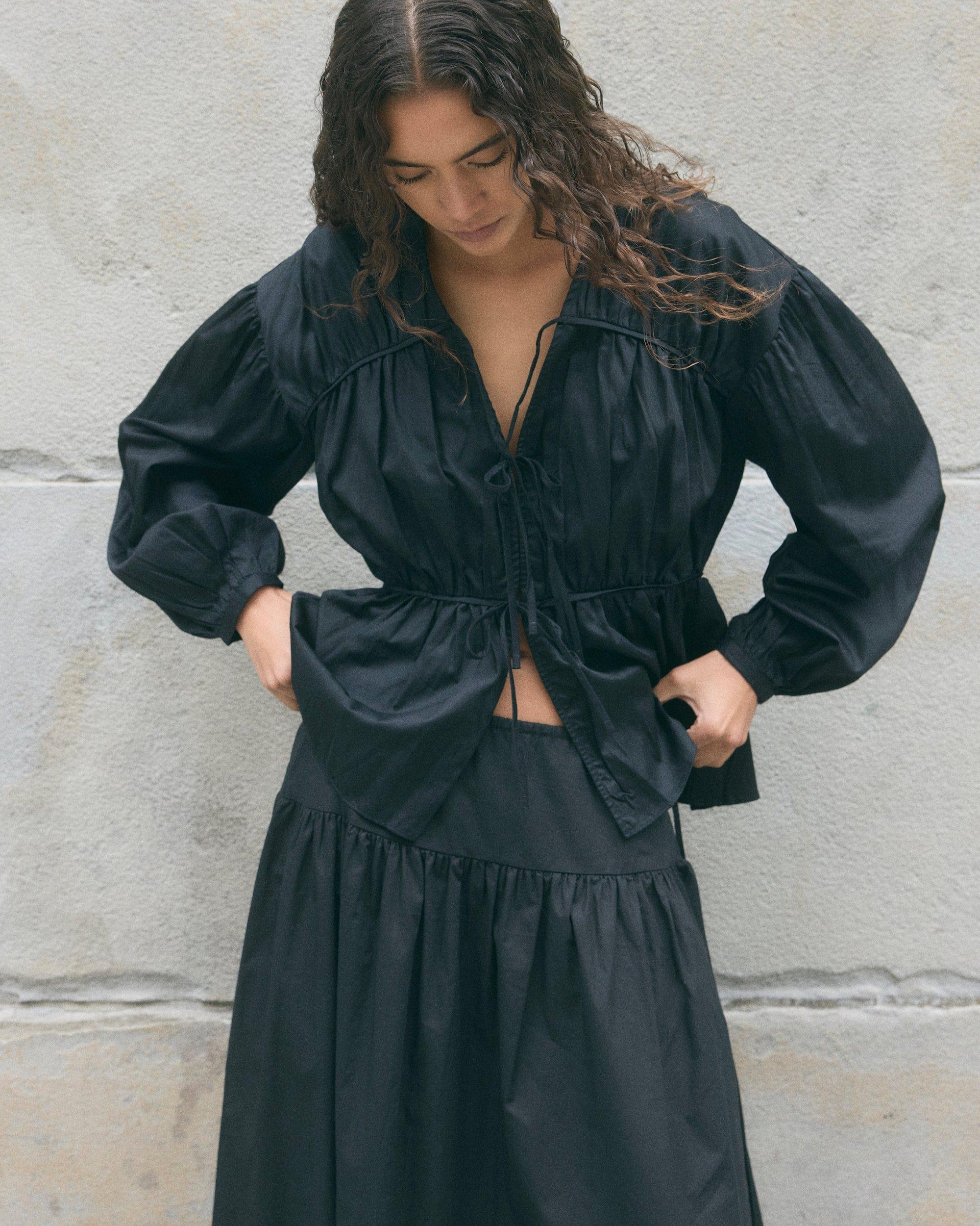 Hira Tie-Front Organic Cotton Blouse Product Image