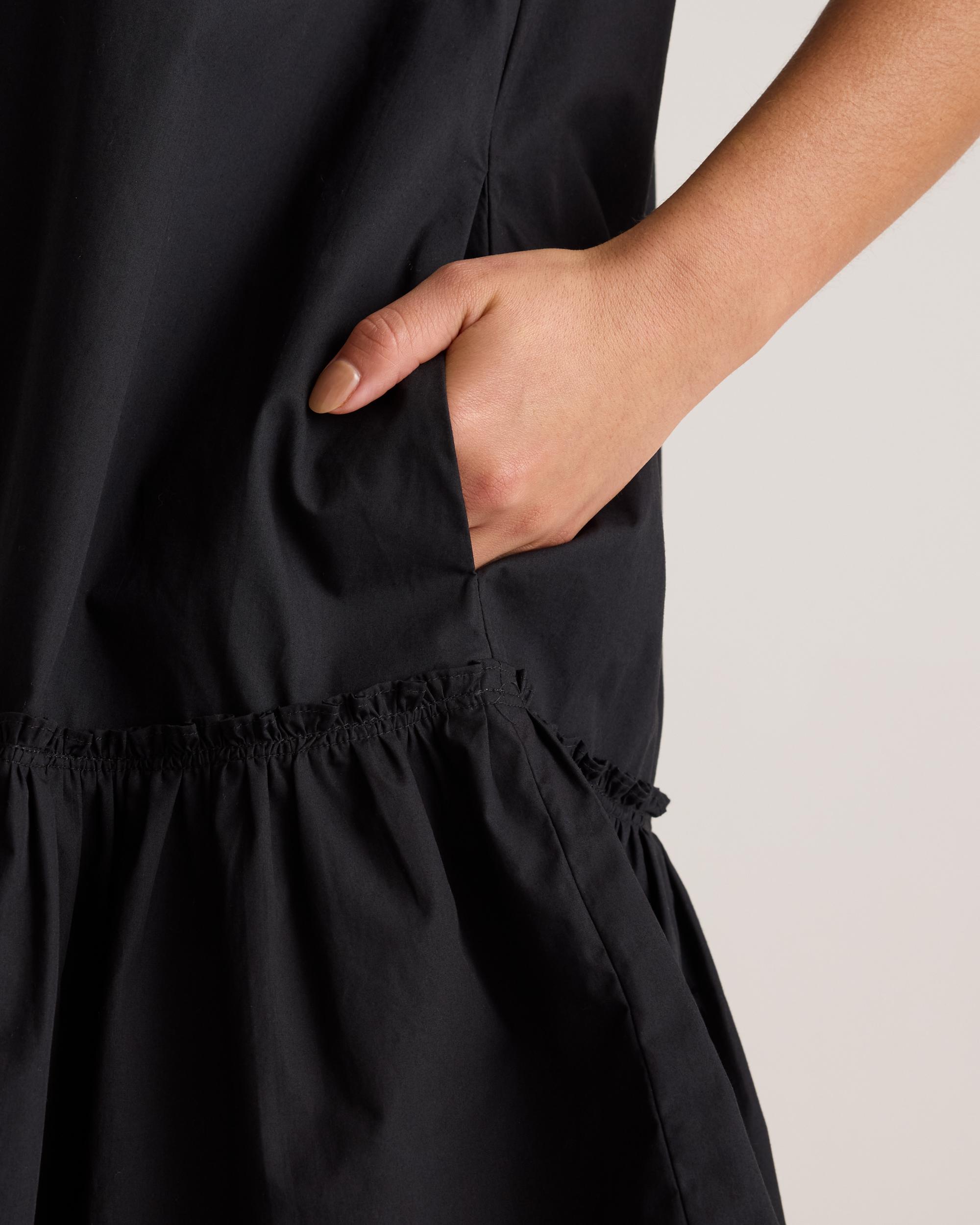 Quince | Women's Poplin Short Sleeve Ruffle Shirt Dress Organic Cotton Product Image