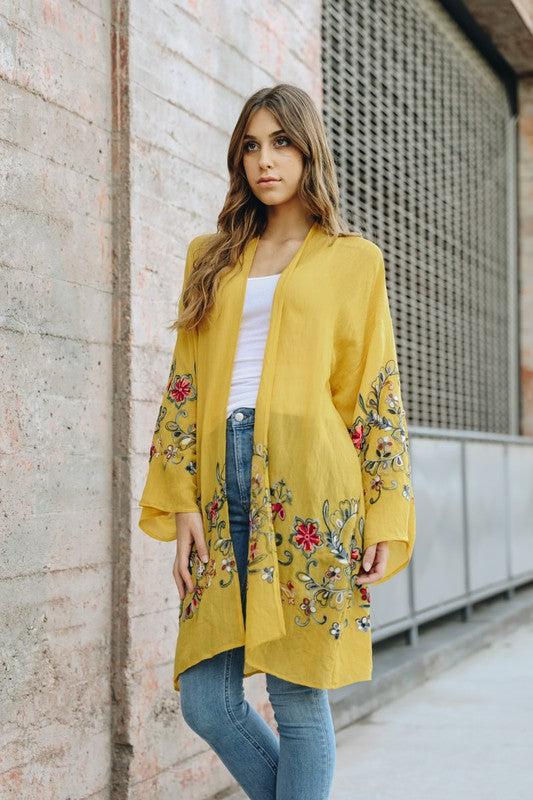 Long Floral Kimono Cardigan Product Image