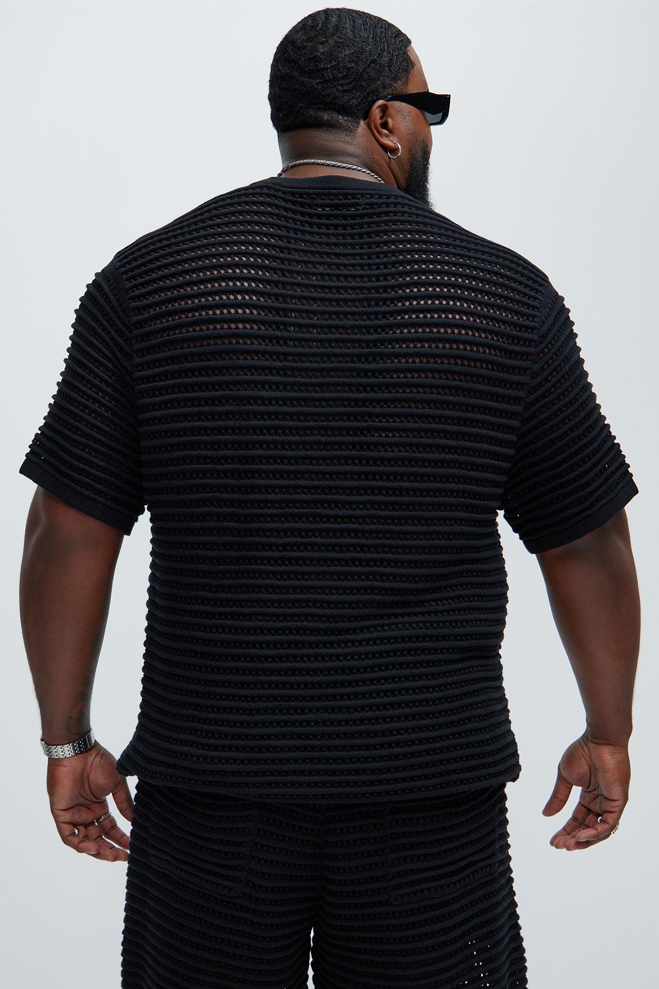 Milton Textured Crew Neck Tee - Black Product Image
