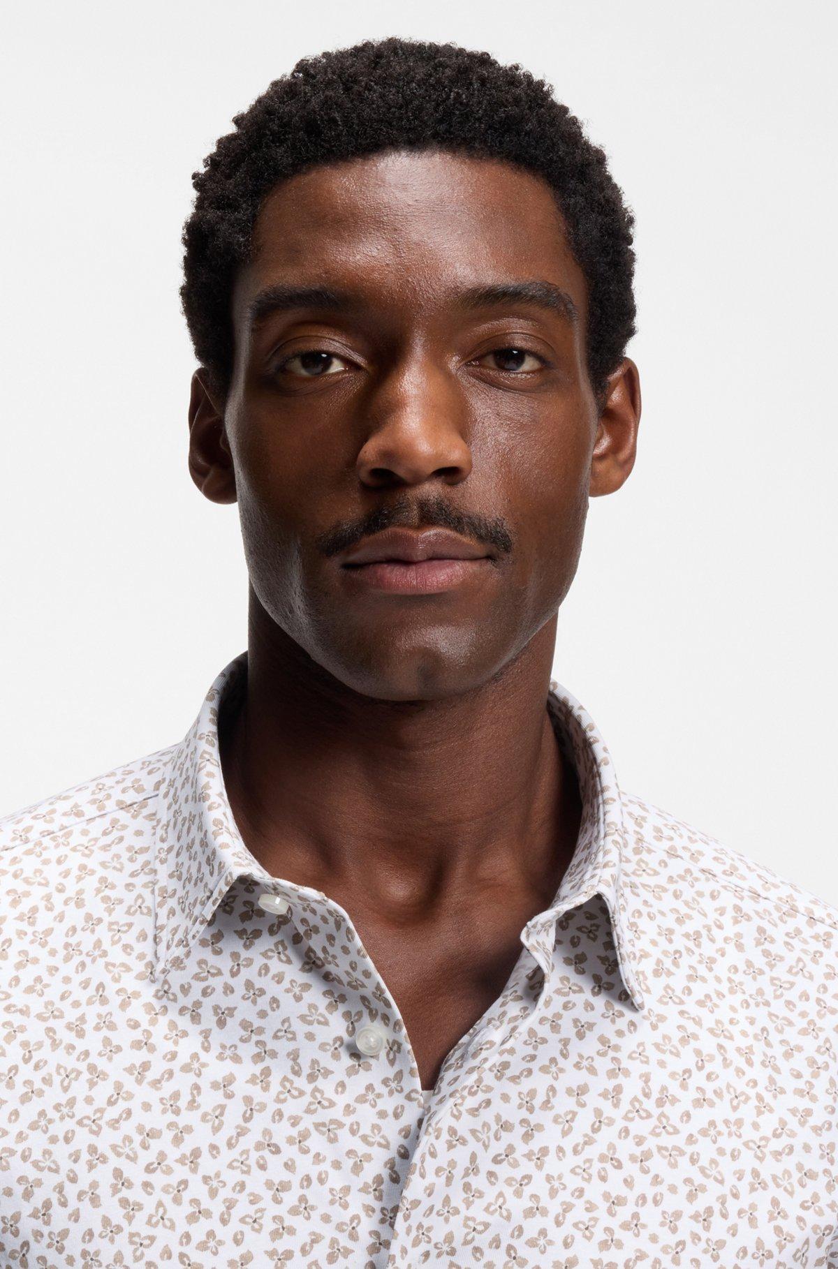 Printed slim-fit shirt in cotton-blend jersey Product Image