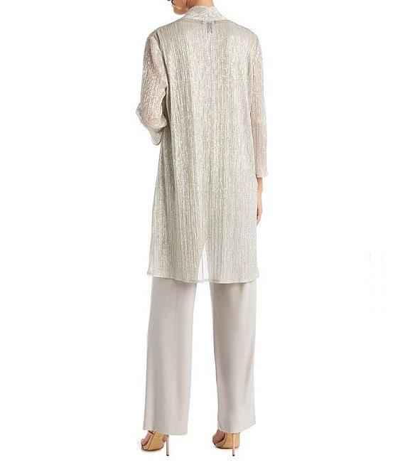 R & M Richards Metallic Crinkle 3-Piece Pants Set Product Image