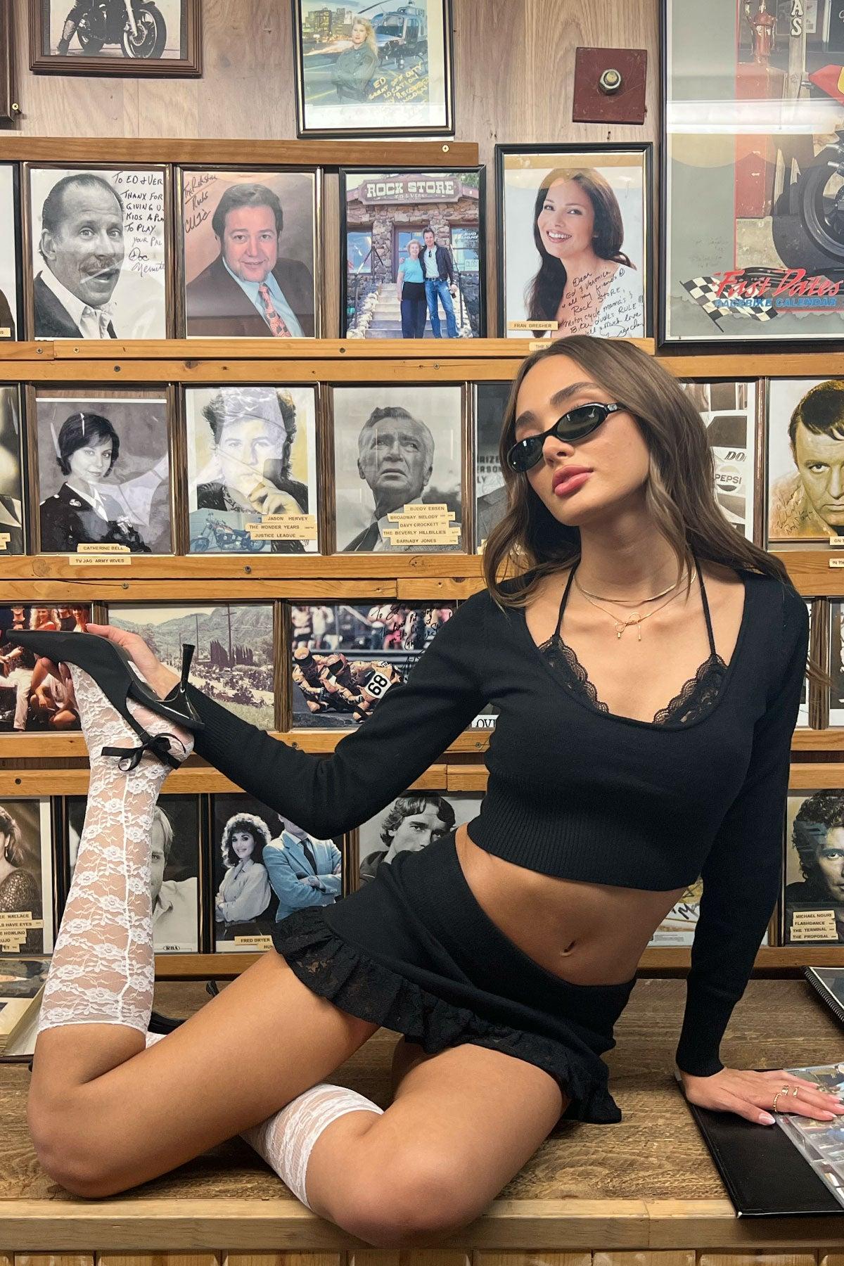 Lace Bra Detail Knit Top Product Image