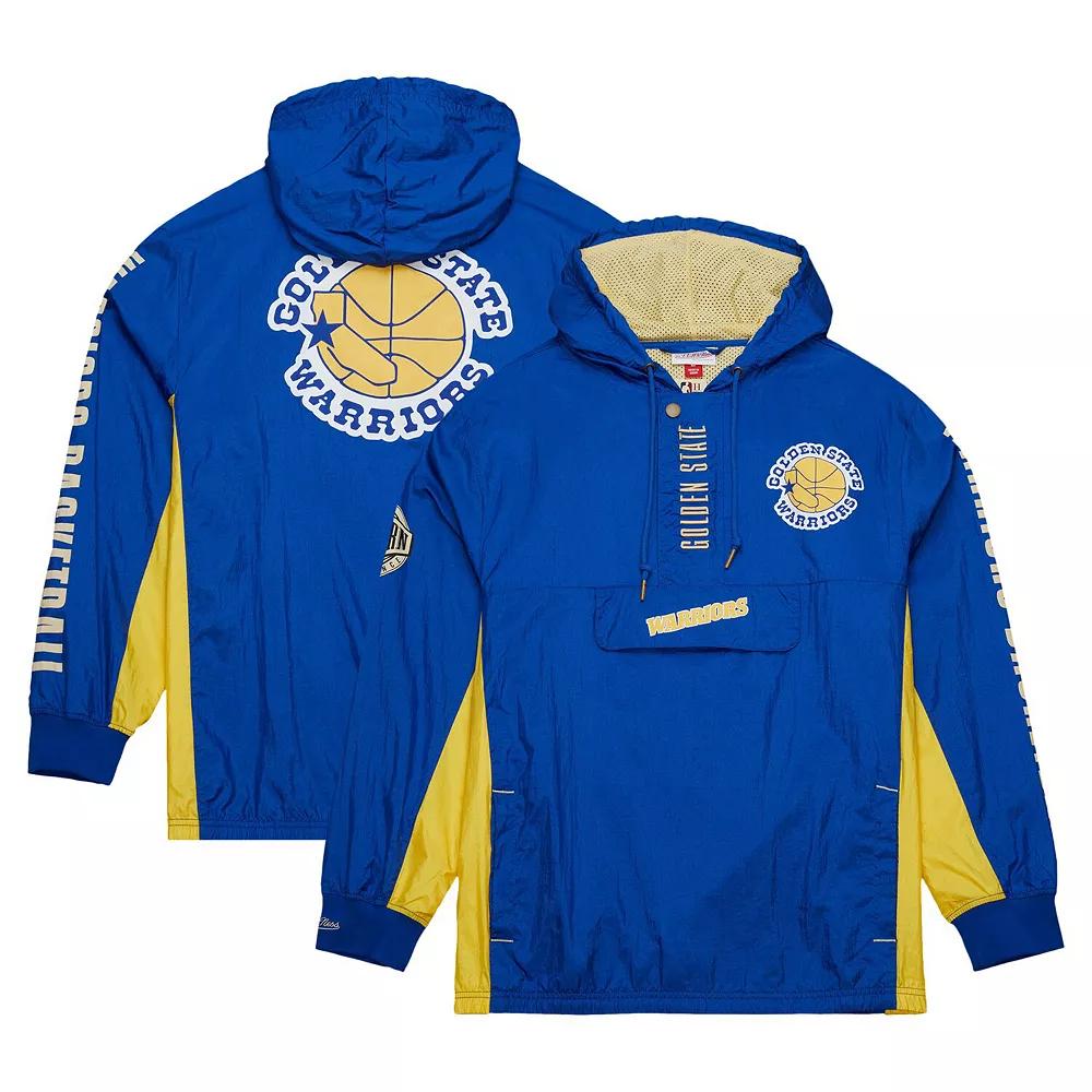 Men's Mitchell & Ness Royal Golden State Warriors Team OG 2.0 Vintage Logo Anorak Windbreaker Quarter-Zip Jacket,  Product Image