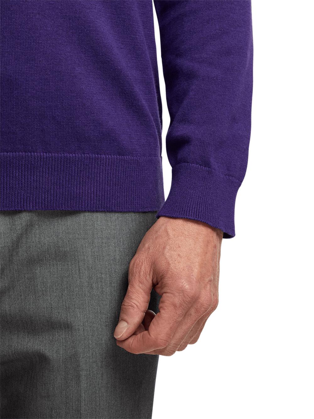 Supima Cotton Four Button Mock Neck Sweater - Plum Product Image