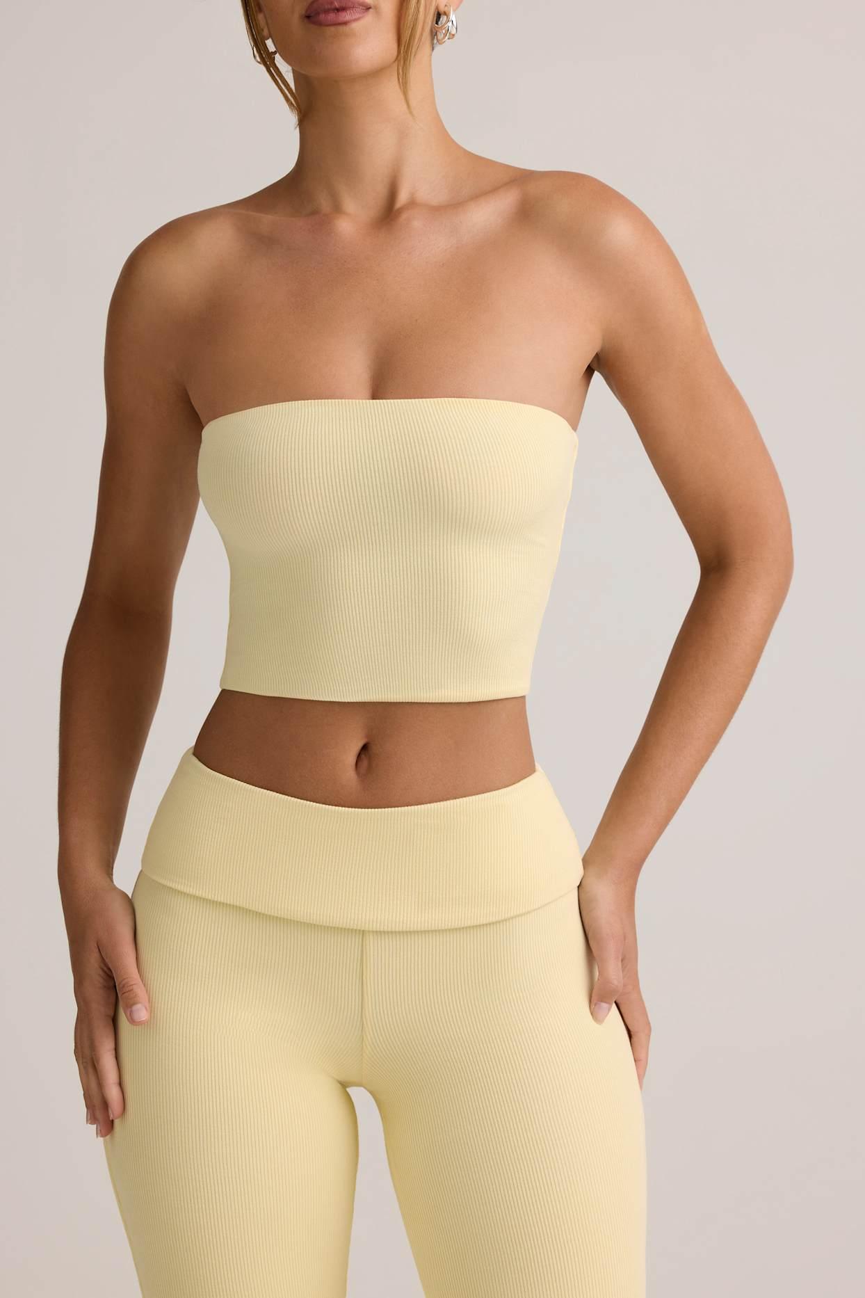 Modal Strapless Crop Top in ButterCream Yellow Product Image