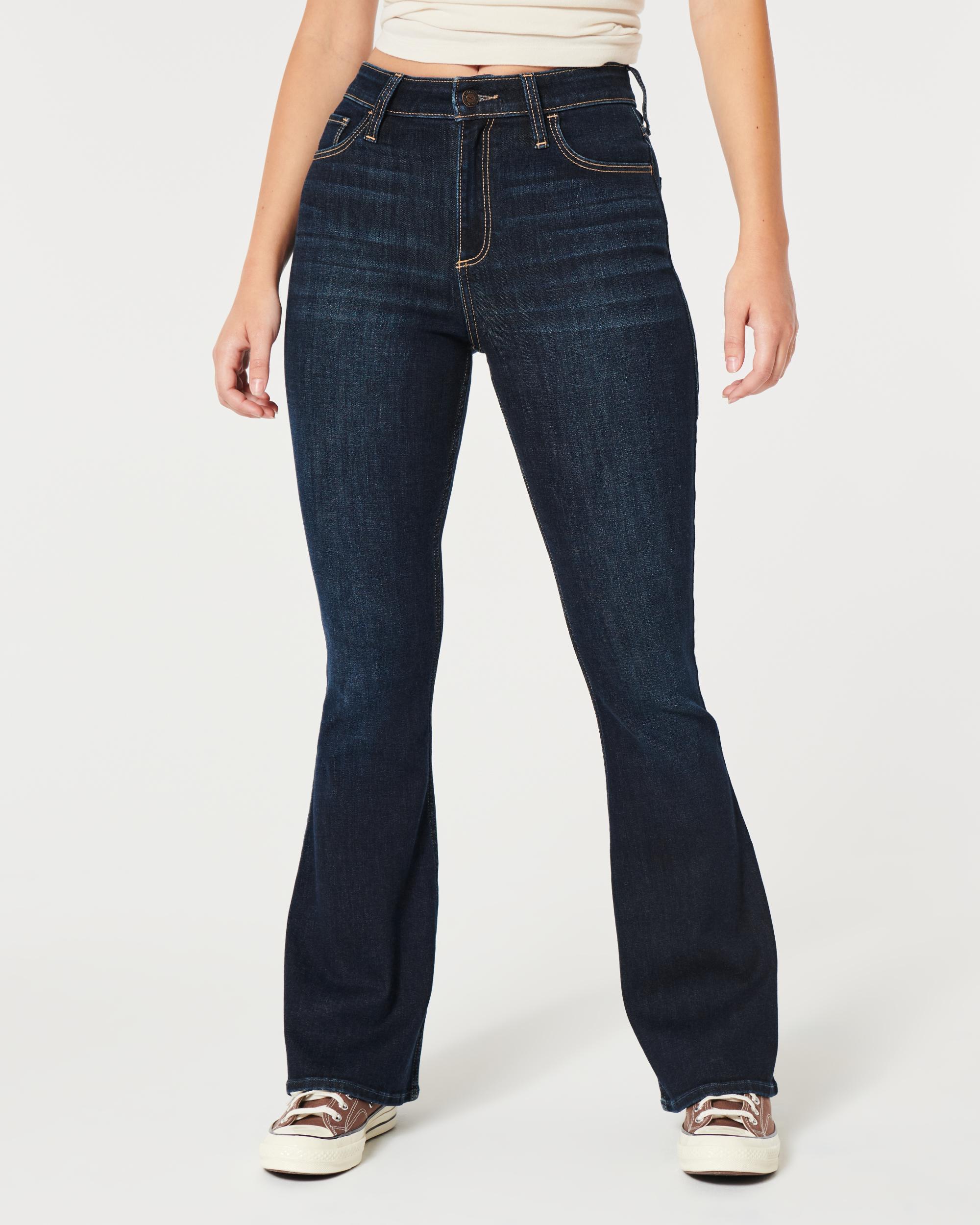 Curvy High-Rise Dark Wash Flare Jeans Product Image