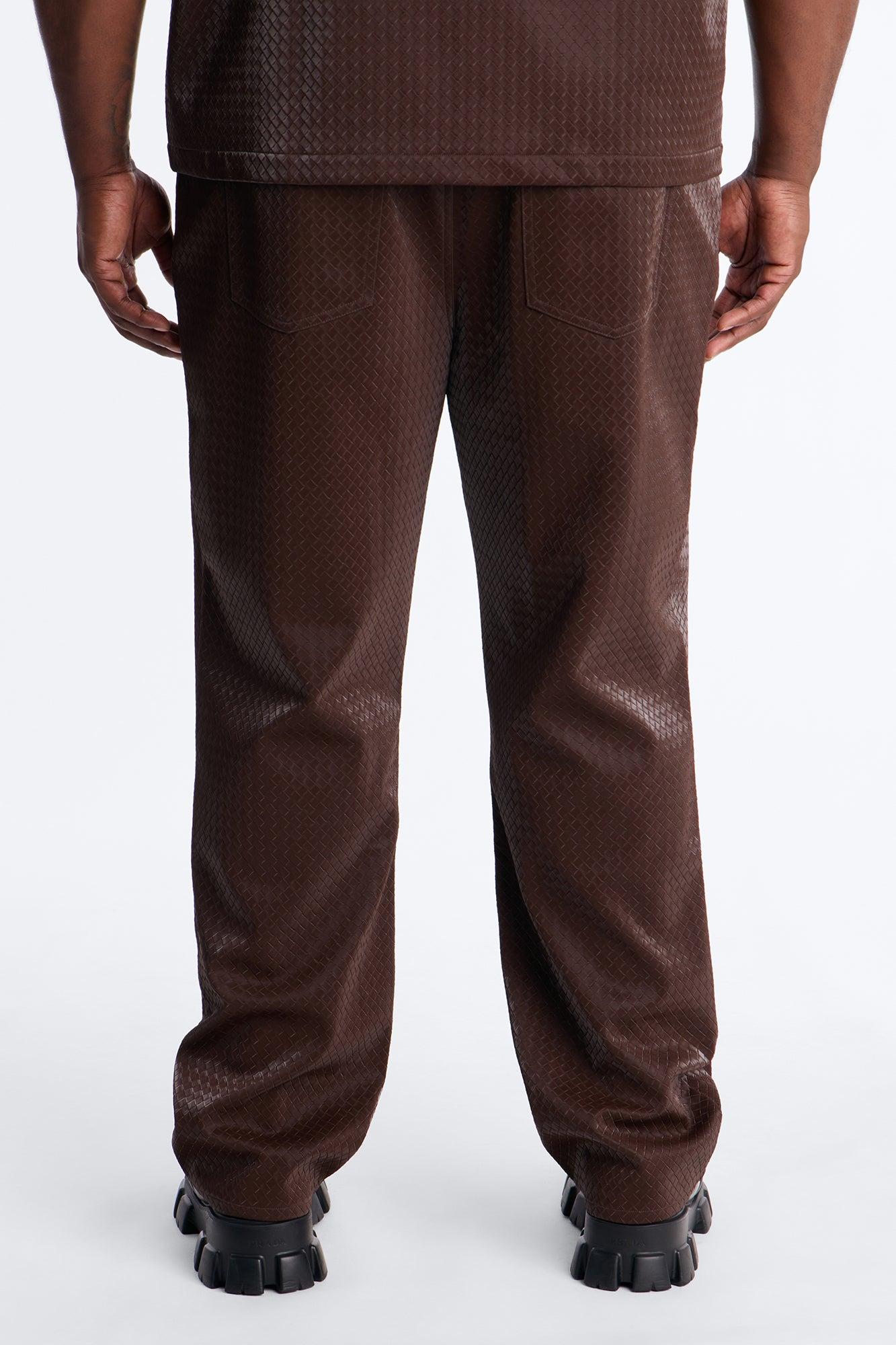 Straight Tisse Textured Faux Leather Pant - Brown Product Image
