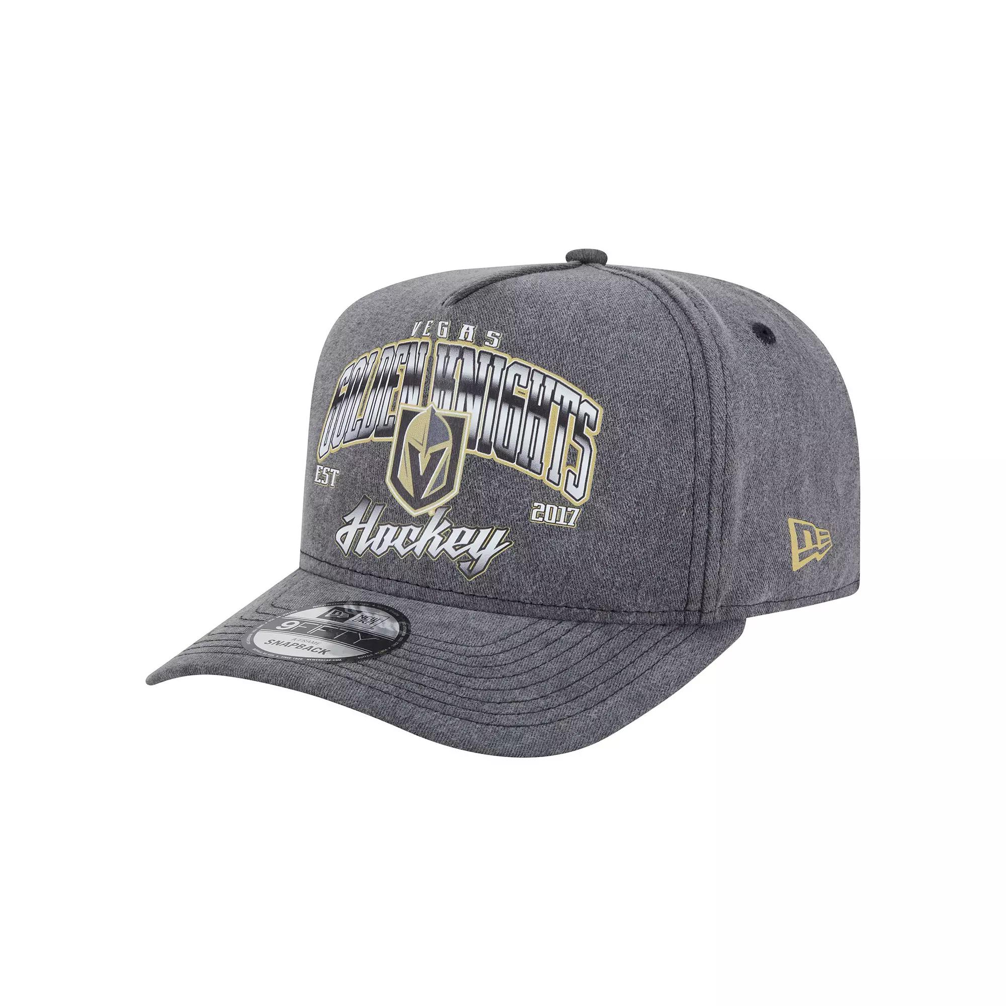 Men's New Era Charcoal Vegas Golden Knights Throwback Washed A-Frame Pre-Curved 9FIFTY Snapback Hat, Lvk Charco Product Image