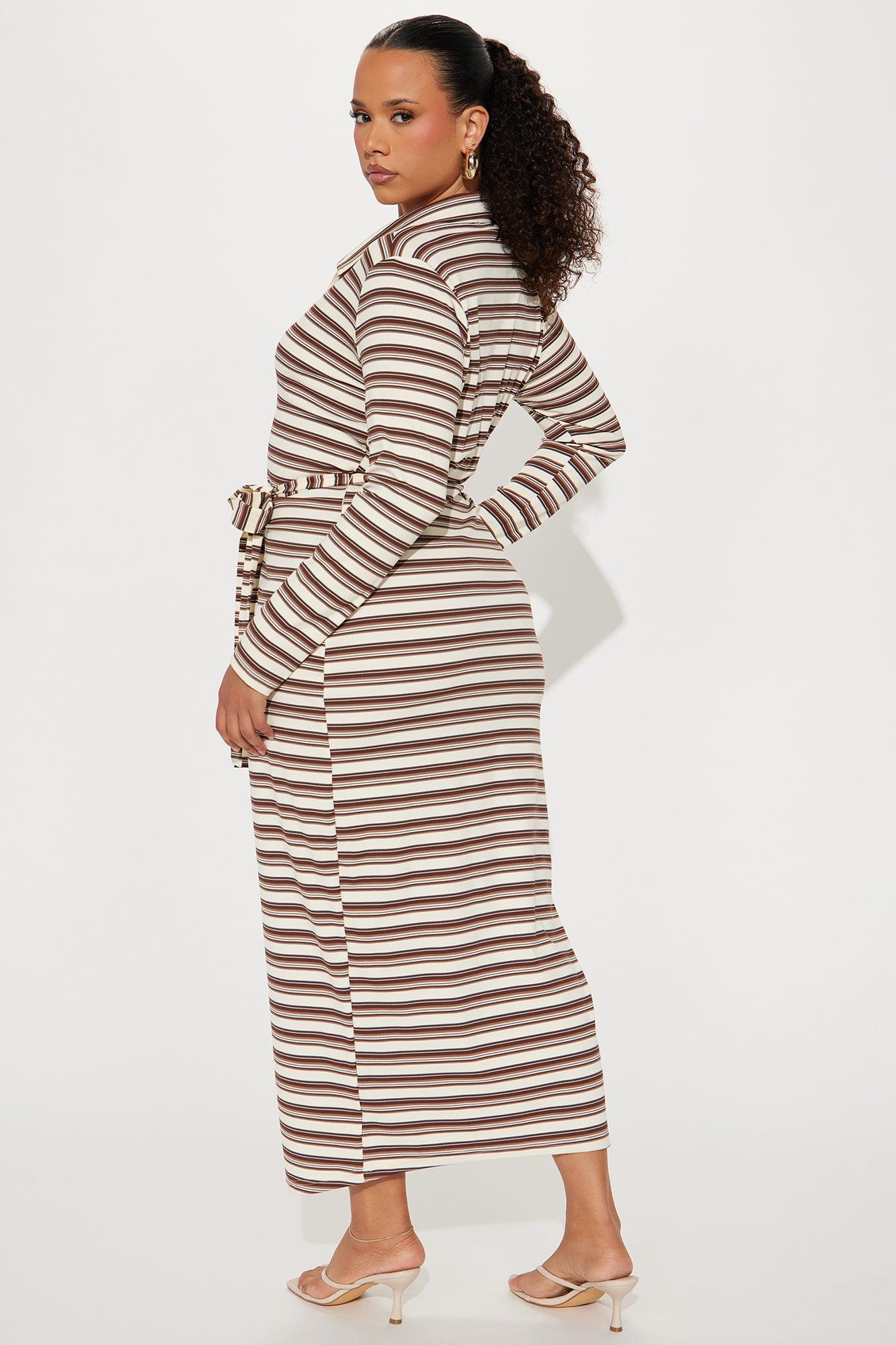 Carissa Ribbed Maxi Dress - Chocolate/Combo Product Image