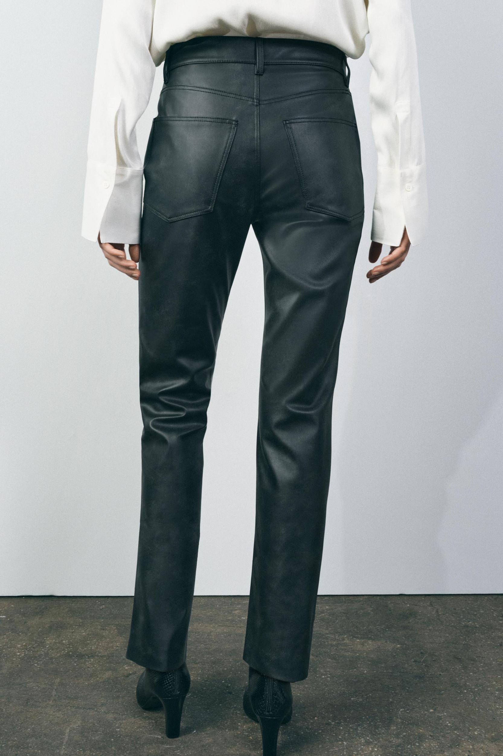 ZW COLLECTION FAUX LEATHER HIGH-WAISTED BOOTCUT CROPPED PANTS Product Image