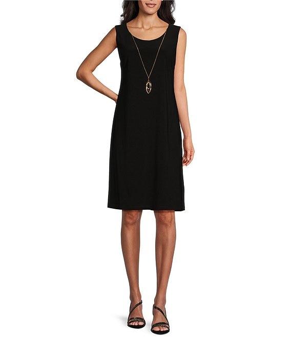 R & M Richards Embroidered Mesh Contrast Round Neck 3/4 Sleeve 2-Piece Duster Jacket Dress Product Image