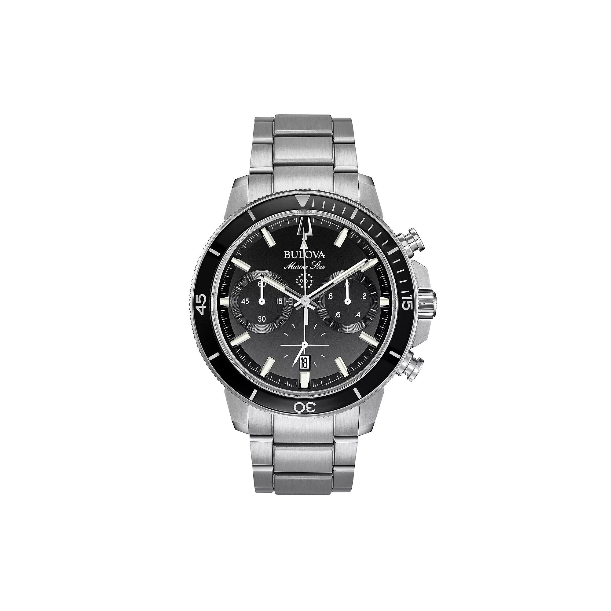 Bulova Mens Marine Star Stainless Steel Chronograph Watch - 96B272 Silver Tone Product Image