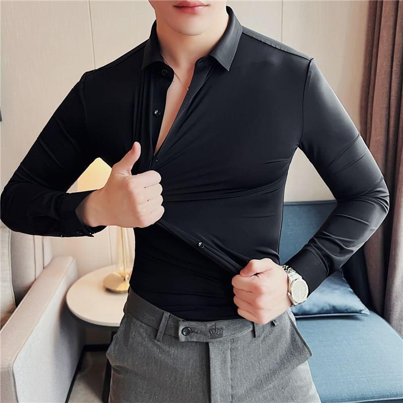 Long-Sleeve Plain Shirt Product Image