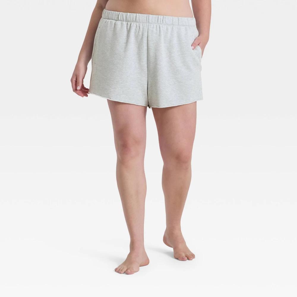 Women's PeachySoft French Terry Fleece Lounge Shorts - Wild Fable™ Gray XXL Product Image