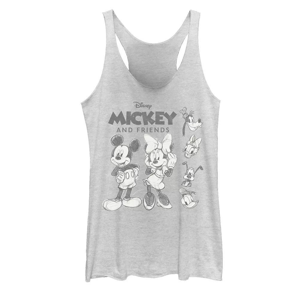 Disney's Mickey And Friends Juniors' Sketches Logo Racerback Graphic Tank Top, Girl's,  Product Image