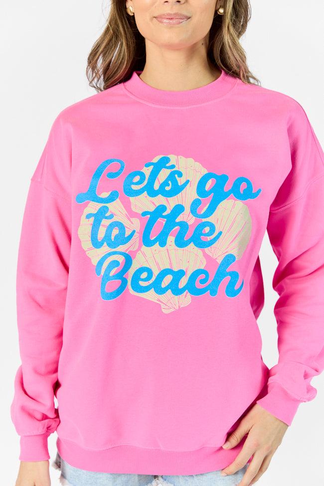 Let's Go To The Beach Pink Graphic Sweatshirt Product Image